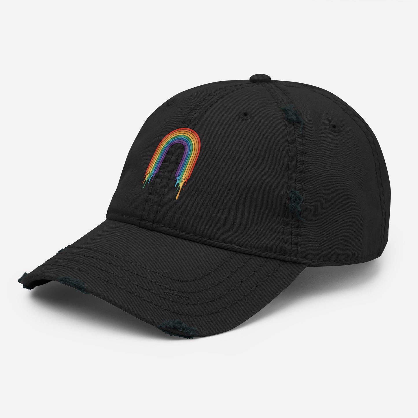 Classic Distressed Dad Hat in black