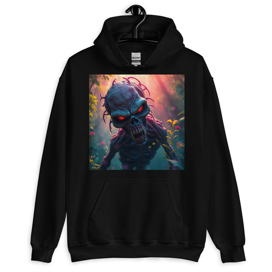 unisex hoodie in black with alien