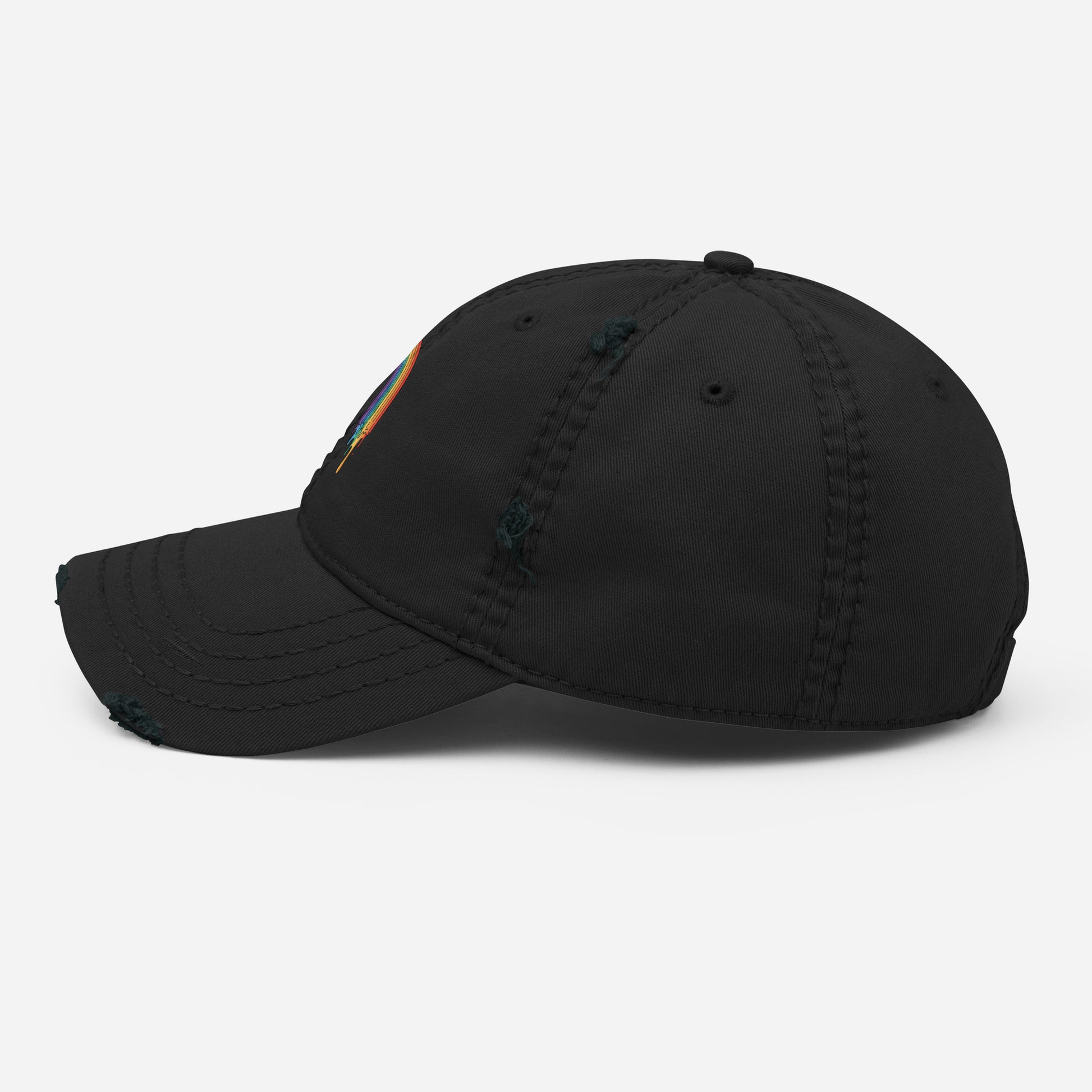 unisex Distressed Dad Hat in black