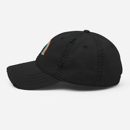 unisex Distressed Dad Hat in black