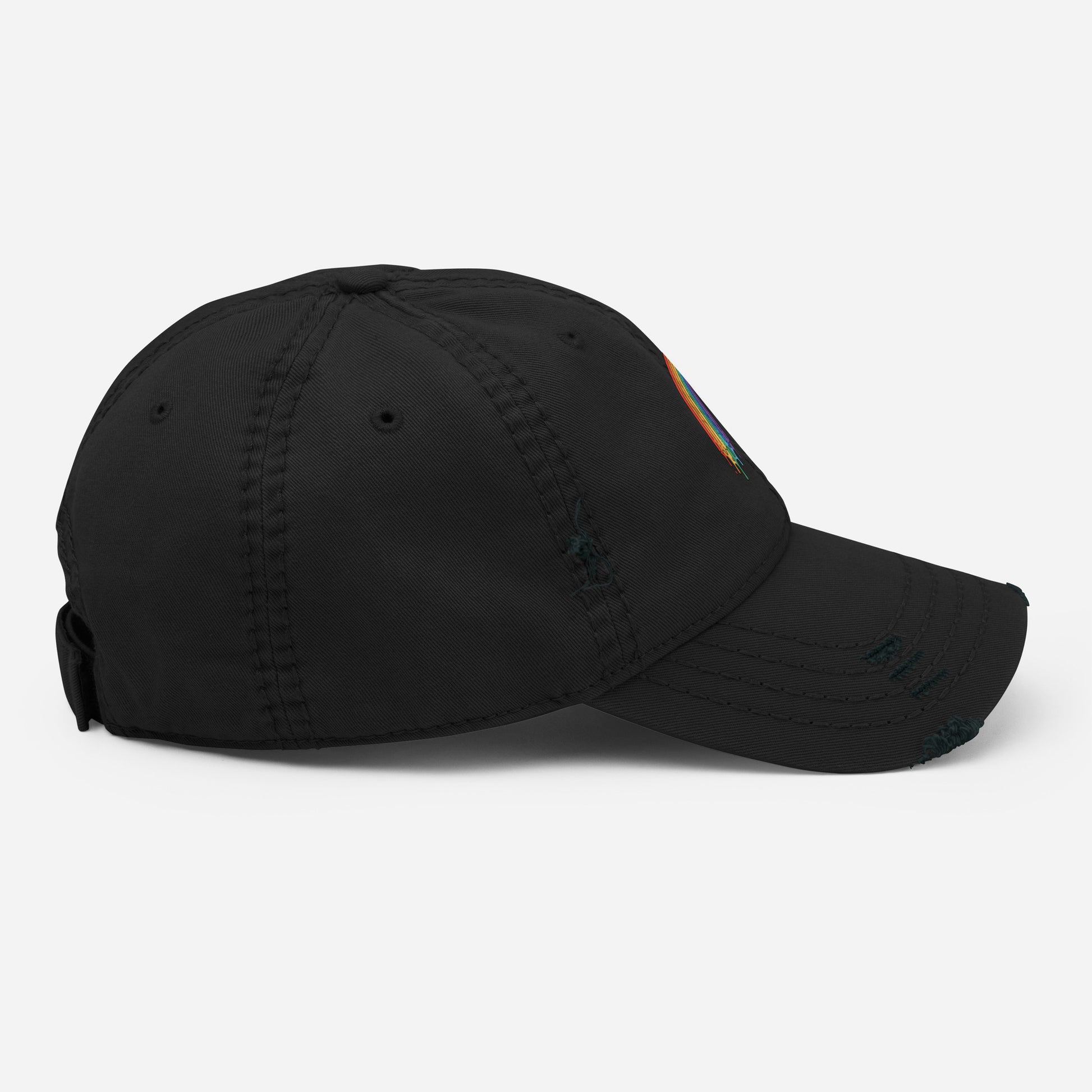 unisex Distressed Dad Hat in black
